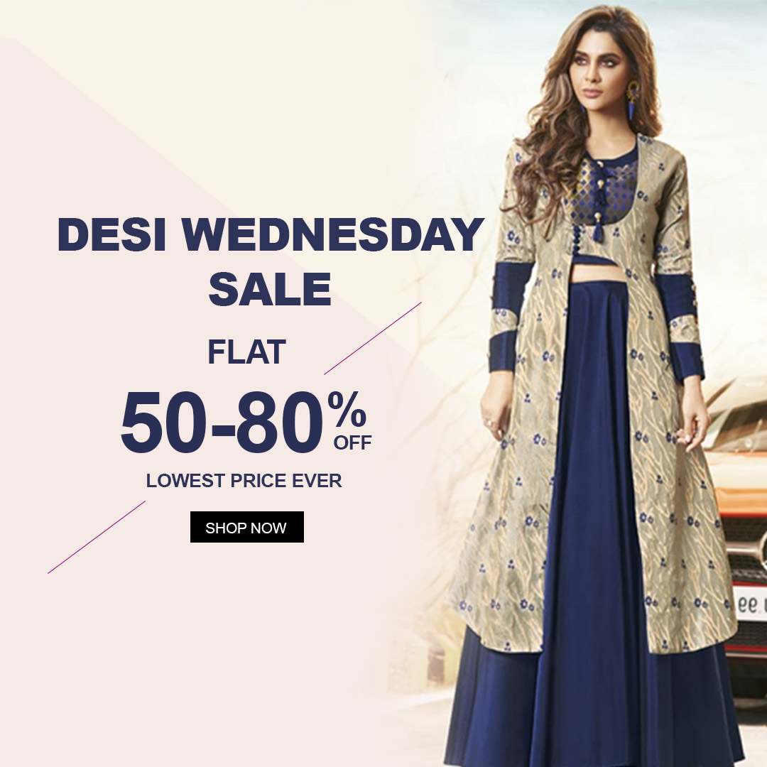 Mirraw - DESI WEDNESDAY SALE⁣
⁣
First in line has its perks 😜⁣
Shop the best Indian styles on #wednesdaysale on @mirraw⁣
Discounts available,flat 50-80% off....Products available at lowest prices ever...