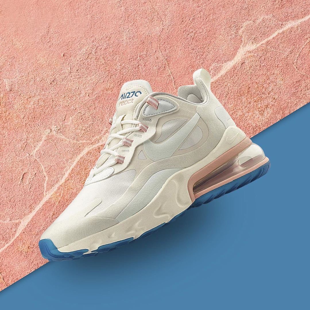 AW LAB Singapore 👟 - [Repost] Nike Air Max 270 React in neutral sail and pastel coral and ocean blue.

#awlabsg #playwithstyle #nike