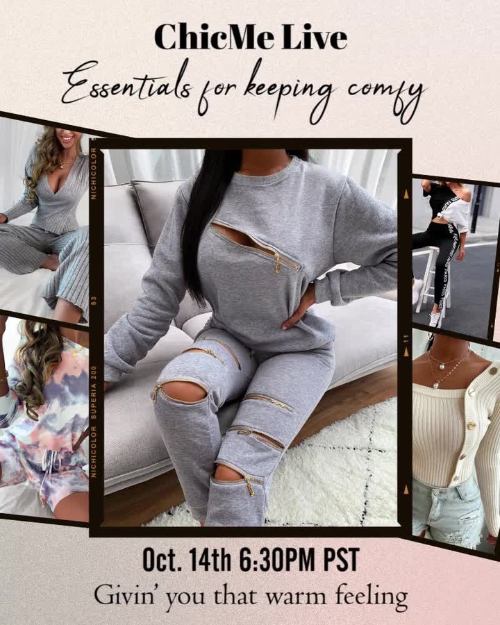Chic Me - #ChicMeLive Essentials for keeping comfy.Soft enough to wear inside and fancy enough to wear out.⁠
Oct. 14th 6:30PM PST⁠
Same time&same place.⁠
Givin’ you that warm feeling.⁠
Shop: ChicMe.co...