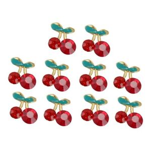  10pcs Glänzende 3D Kirschform Nail Art Strass Ohrstecker Glitzer ManikÜRe K B7F