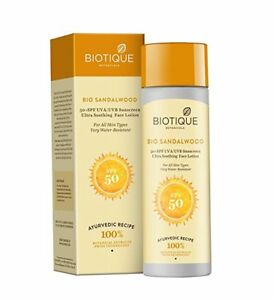  Biotique Bio сандал Spf 50 солнцезащитный крем ультра успокаивающий лосьон для лица 120 мл fshp