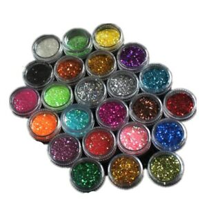 3X(SODIAL (R) 24 Helle Acrylfarben Glitter Pailletten UV Nagel Art Dekor Ti D5Y