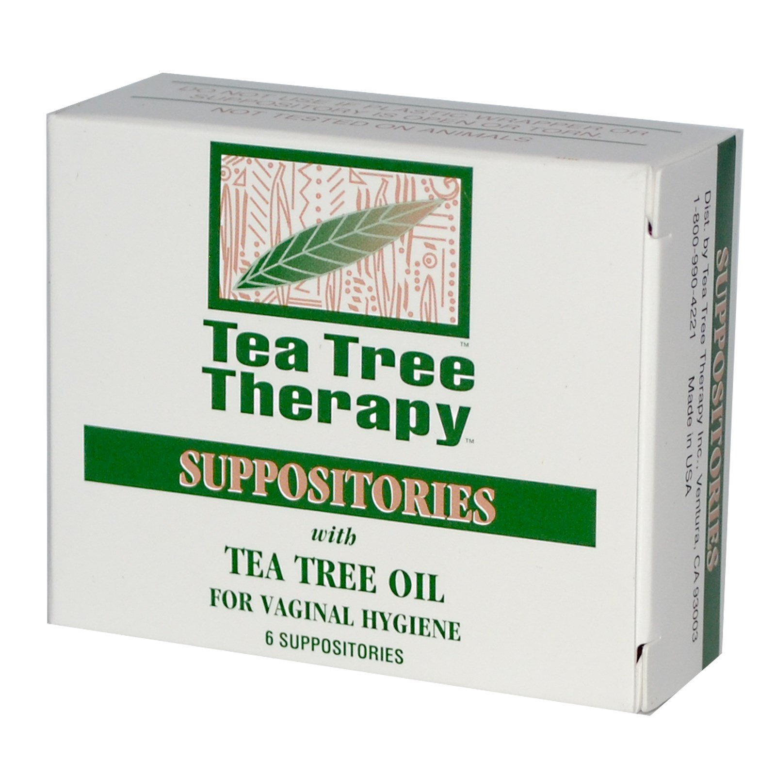 Tea Tree Therapy, Свечи, с маслом чайного дерева, для гигиены влагалища 6 суппозиториев
